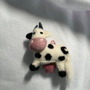 Cow Wool Felted Christmas Ornament